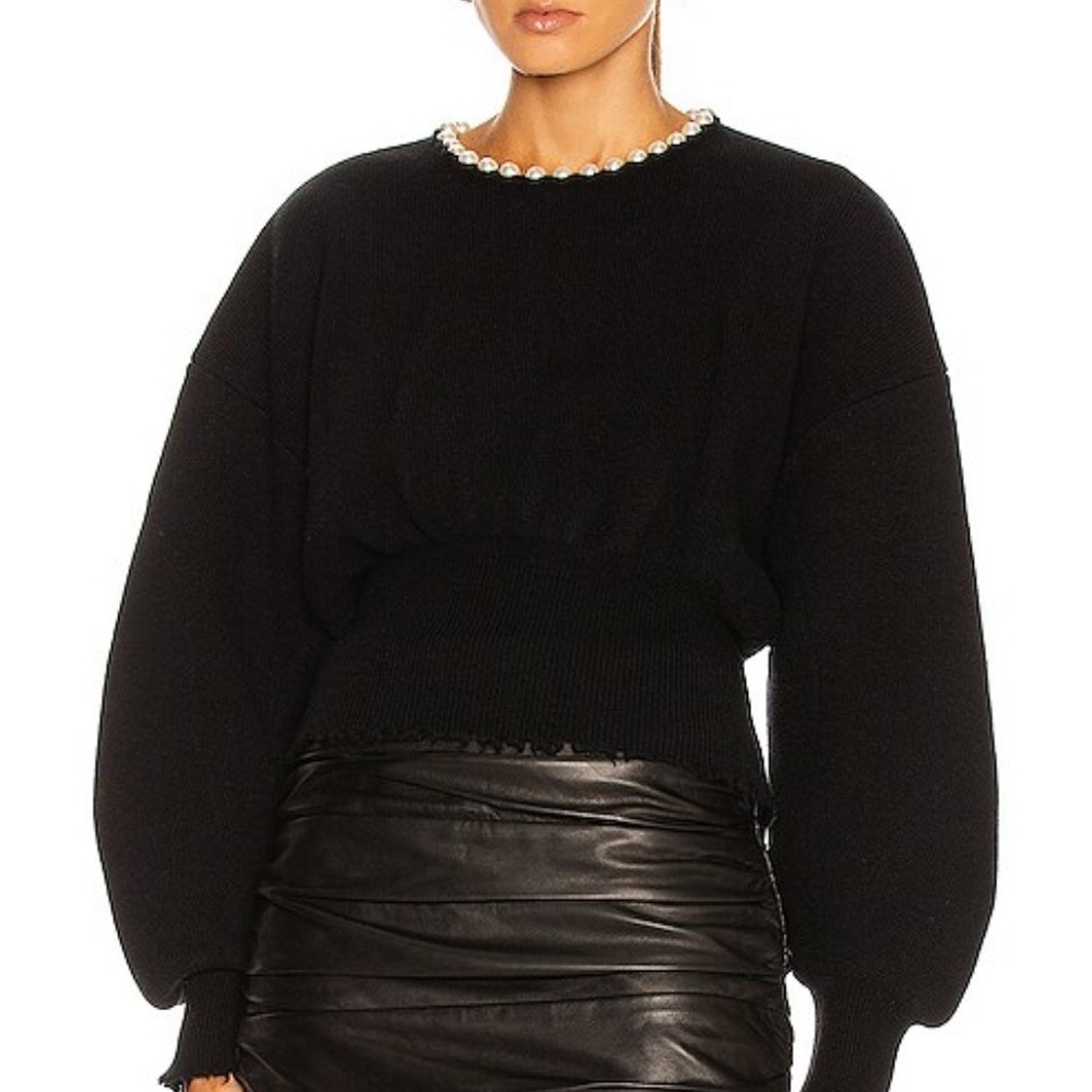 Alexander Wang Black Sweater with Pearl Detail